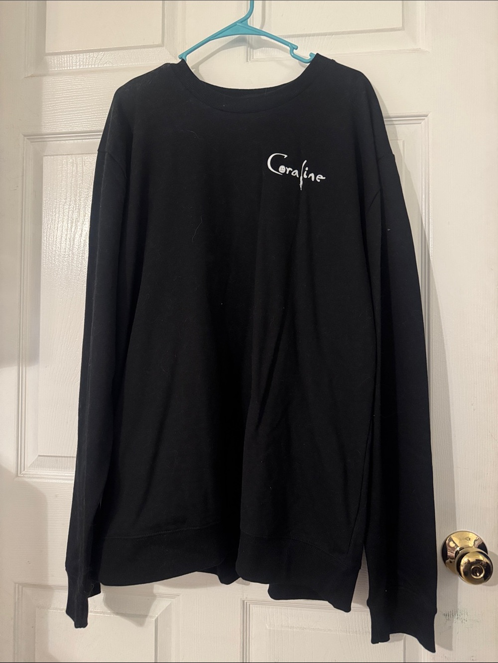 Coraline Logo Black Crewneck Sweatshirt - Men's Casual Pullover